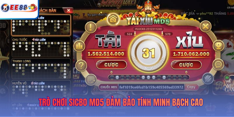 Trò chơi Sicbo MD5 đảm bảo tính minh bạch cao